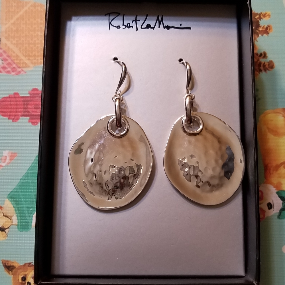 Silver Chrome Robert Lee Morris Dangle Earrings